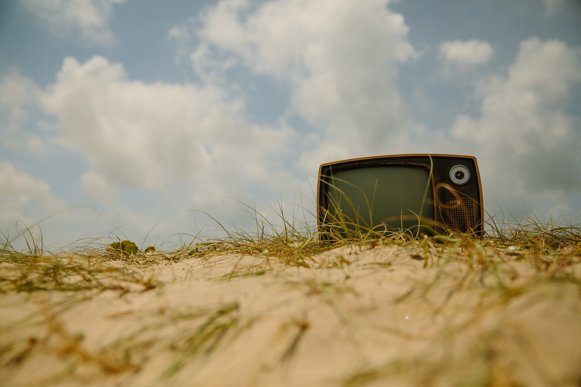 old tv on a beach