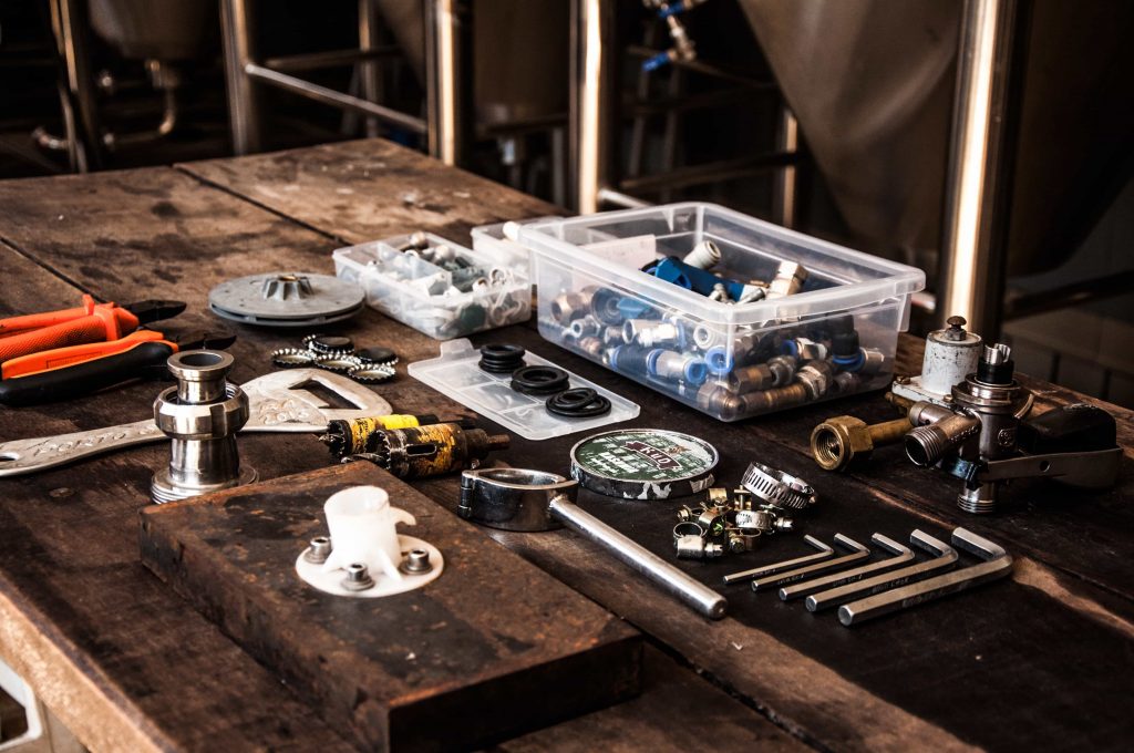 Tools on a workbench