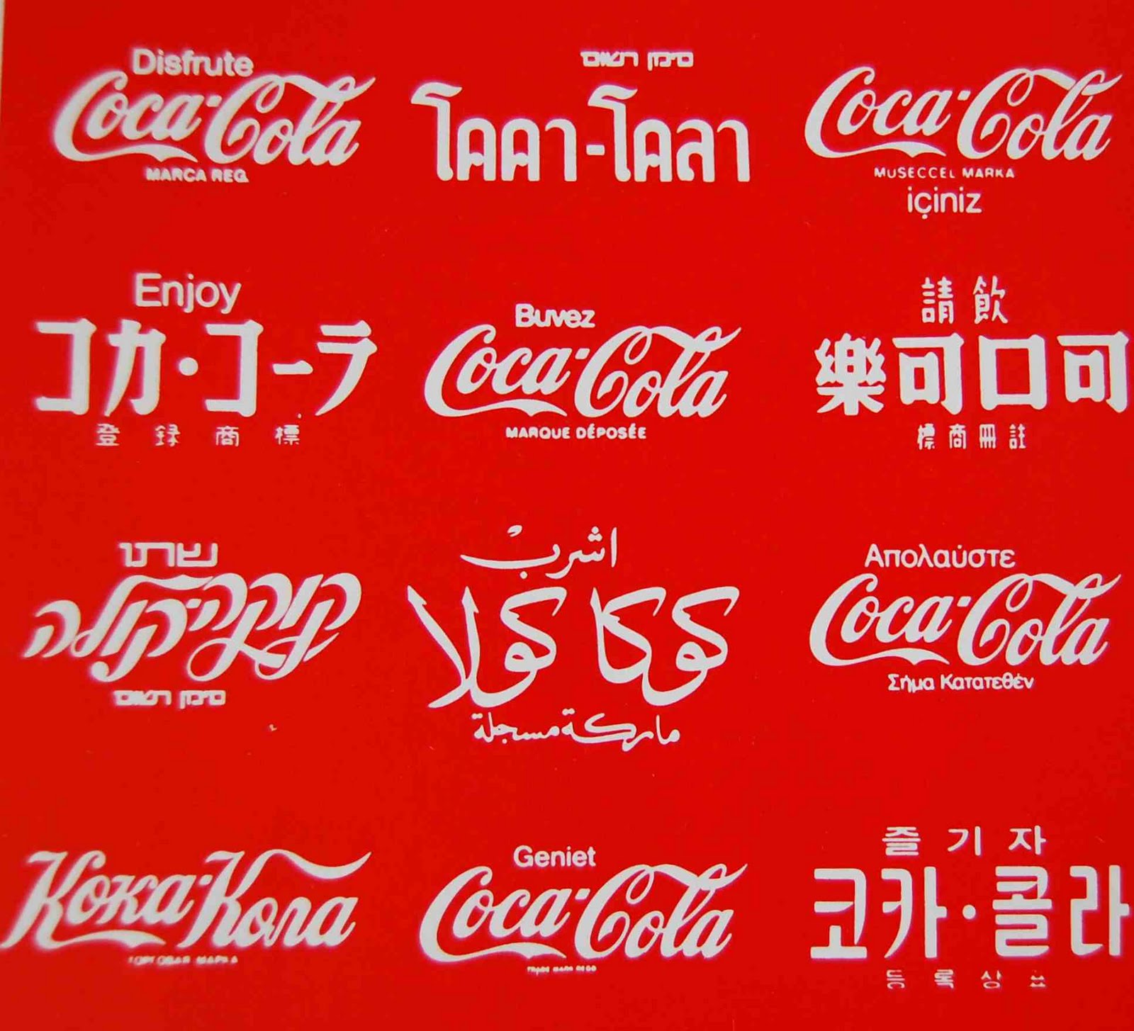 Coca-Cola logo in various alphabets