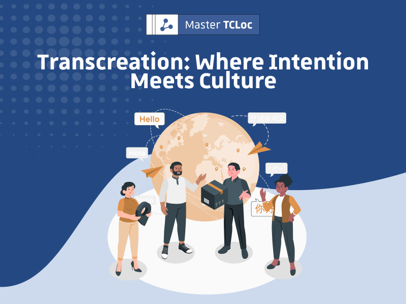 People discussing in various languages in front of an image of the globe